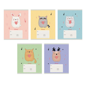 Тетради А5 18л. Скрепка. Линия. Обл.: мел. картон, выб. лак. Бум. оф.60 г/м2.