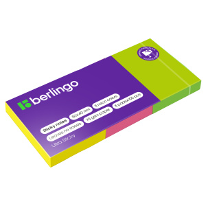 Самоклеящийся блок Berlingo /Ultra Sticky/, 50*40 мм, 3 блока по 100л, 3 неоновых цвета LSn_39003 (1