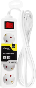 Удлинитель 4 гнезда 3м BY, с зазем, выкл., евро, с защит. шторками,16A, 3500Вт (10132160/221125/5234