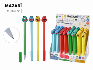 Ручка шариковая FUNNY MONSTER, СИНЯЯ, пулевидный пишущий узел 0.7 мм,  пластиковый цветной корпус, с