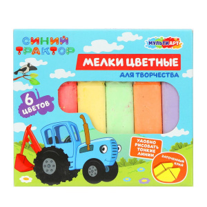 Мелки асфальтовые заточенные СИНИЙ ТРАКТОР 6 цветов МУЛЬТИ АРТ в кор.48шт