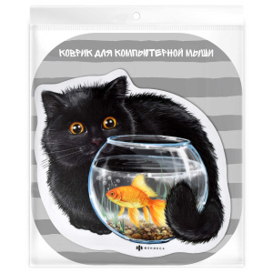 Коврик для компьютерной мыши, арт.53070/ 50 ЧЁРНЫЙ КОТ (210x200 мм, ПВХ, 2 мм, полноцветная печать, 