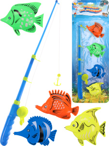 Рыбалка пластиковая /РЫБКА ЗА РЫБКОЙ-8/ (4 рыбки, 1 удочка, в блистере) (Арт. M1255)