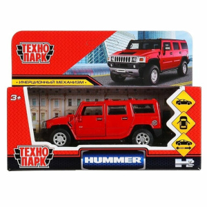 Машина металл HUMMER /hummer h2/, дл12см,откр дв,багаж,инерц,красный,
