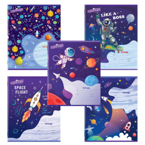 Тетрадь 12 л. ЮНЛАНДИЯ, клетка, обложка картон, /КОСМОС/, 106469