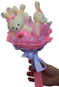 Букет Клубничка из мягких игрушек 3 шт (создай своими руками)