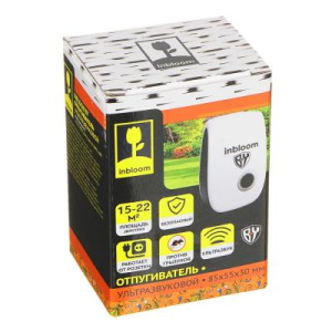 INBLOOM Отпугиватель ультразвуковой 85х55х30мм, АС90-220V, 50Hz, 5W, 15-22м2, ABS (10702070/281021/0