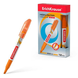 Текстмаркер ErichKrause Visioline V-11 Neon, цвет чернил оранжевый  (в коробке по 12 шт.)