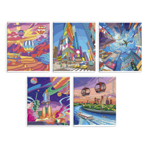 Тетрадь, 48 л, клетка, арт. 63163/ 10 МИР В ЯРКИХ КРАСКАХ мягкий переплёт (2 скобы), мелованный карт