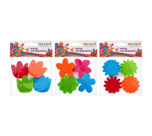 Аппликации  ФИГУРКИ ФЕТРОВЫЕ, 12 деталей, фетр, ассорти дизайнов, микс цветов