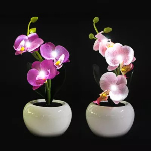 LADECOR Светильник в виде орхидей в керамическом горшке, 12,2x12,2x19см, 1хCR2032, 2 цвета (10702070