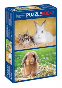 /Premium/ ПАЗЛЫ-ИГРА 500+500 элементов А2ф  /2 картинки в 1 коробке/-Пушистые друзья-