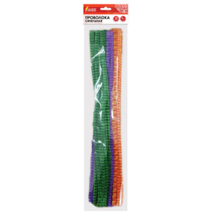 Проволока синельная для творчества /Пушистая/, двухцветная, 6 цв., 30 шт., 0,6х30 см, Вид 2, ОСТРОВ 
