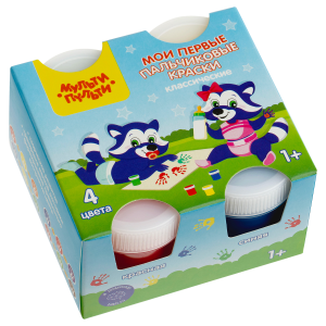 Краски пальчиковые классические Мульти-Пульти /Мои первые пальчиковые краски/, 4 цвета, 140 мл, для 