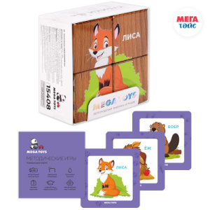 Набор кубиков обучающий /Лесные жители/ (4кубика, 3 двусторонние карточки, развивающее методическое 