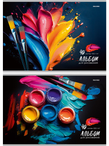 Альбом для рисования А4 40л. ЯРКОЕ ТВОРЧЕСТВО - 2 (40-7785) 2 диз в сп, скреп, картон. обл., офс