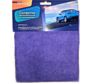 16023 Салфетка из иск.замши для ухода за приборной панелью и стеклами, 20х20см, EuroHouse AUTO (1602