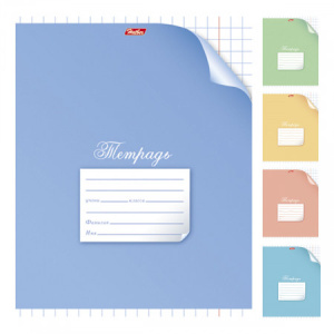 Тетрадь 12л А5ф КРУПНАЯ клетка на скобе  1 диз.в блоке скругл.углы серия -С уголком-