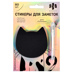 Стикеры для заметок бумажные, 70х70 мм, 80 шт., арт. 58547 / 25 КОТ (материал: бумага 80 г/м², цвет: