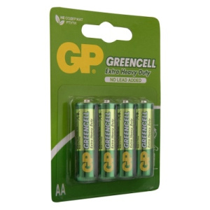 Батарейка GP Greencell AA (R06) 15S солевая, BL4 GP 15G-2CR4