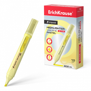 Текстмаркер с жидкими чернилами  ErichKrause® Liquid Visioline V-14 Pastel, цвет чернил желтый (в ко
