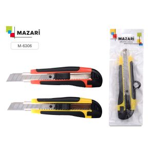 Нож канцелярский, ширина лезвия 18 мм, эргономичная форма ручки, ассорти 2 цвета, ОПП- упаковка с ев