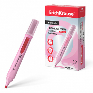 Текстмаркер с жидкими чернилами  ErichKrause® Liquid Visioline V-14 Pastel, цвет чернил розовый (в к
