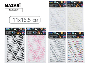 Стразы-наклейки пластиковые, 11*16.5 см, 6 дизайнов, ОПП-упаковка