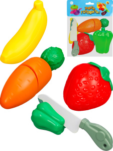 Набор фруктов и овощей для резки (5 предметов, зеленый нож, в пакете) (Арт. И-4274)