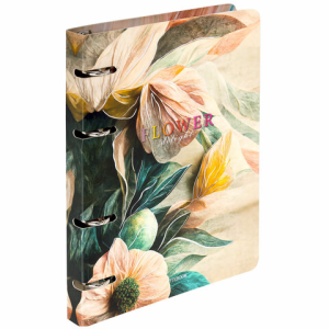 Тетрадь на кольцах А5 160х212 мм, 120 листов, картон, фольга, клетка, BRAUBERG, /Delicate flowers/, 