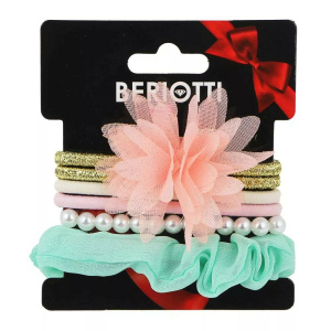 BERIOTTI Набор резинок для волос 6шт, полиэстер, пластик, d4см, 4 дизайна (10511010/120122/3003230/5