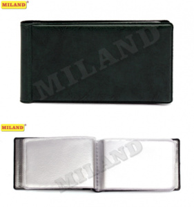 Визитница горизонтальная, мягкая /экокожа/ зеленая /Стандарт/ 20 листов 40 карт ВЦ-1816