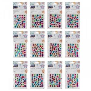 Стразы-наклейки, круглые, разного размера, ОПП-упаковка с европодвесом