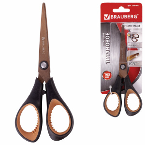 Ножницы BRAUBERG /Heavy Duty/, 165 мм, суперпрочные, титановое покрытие, 2-х сторонняя заточка, блис