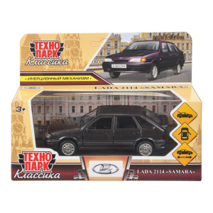 Машина металл LADA -2114 /SAMARA/ 12 см, двер, баг, ин, баклажан, кор. Технопарк в кор.2*36шт