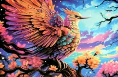 Алмазная мозаика на подрамнике 30*40 (частичная выкладка).  Волшебная птица. Арт. 08694