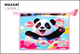 Папка для тетрадей ПАНДА А5, 230*190*50 мм, пластик, ламинированный картон, молния сверху