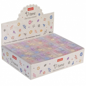 Ластик PVC Hatber V-tone прямоугольный 36шт в картонной Дисплей-витрине