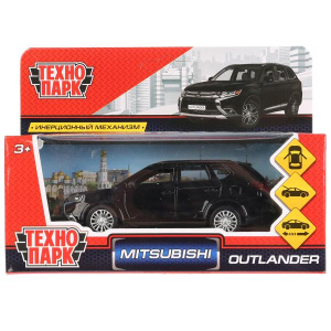 Машина металл MITSUBISHI OUTLANDER 12 см, двери, багаж, инерц, черный, 