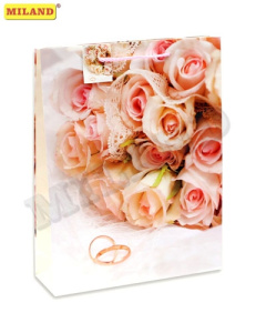 OPTIMA Пакет подарочный, ламинированный. 26.4х32.7х8 см /С днём свадьбы!/ (L) П012-0022