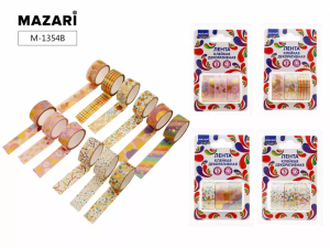 Лента клейкая декоративная, размер  1,5 см х 3 м, 3 шт. в блистере