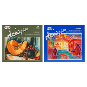 Акварель Гамма /Студия/, художественная, 24 цвета, кюветы, картон 215001