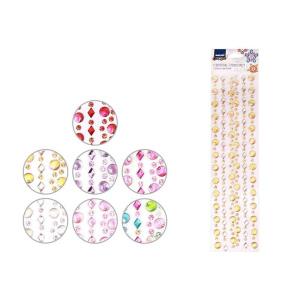 Стразы-наклейки акриловые АССОРТИ-11, 31*8 см, 7 дизайнов, ОПП-упаковка с европодвесом