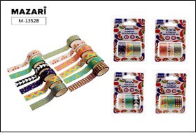 Лента клейкая декоративная, размер  1,5 см х 3 м, 3 шт. в блистере