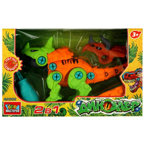 Конструктор с отвёрткой  динозавр 2в1, 23 дет. Город мастеров в кор.2*60шт