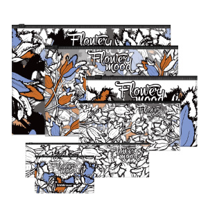 НАБОР  из 6 zip-пакетов пластиковых ErichKrause® Tulips, ассорти (A4, B5, C6, Travel, 230x70mm, Card
