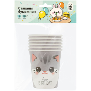 Стаканы бумажные MESHU /Kitten/, 200мл, 6шт. MS_55438