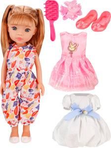 Кукла 33 см в наборе (2 платья, туфли, аксессуары) в коробке (арт.ИК-0398)