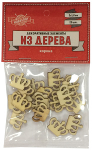 ПУГОВИЦЫ   ФИГУРНЫЕ ДЕКОРАТИВНЫЕ ДЕРЕВЯННЫЕ /КОРОНА/(ТХ-9140) 2Х1,5см, набор 20шт