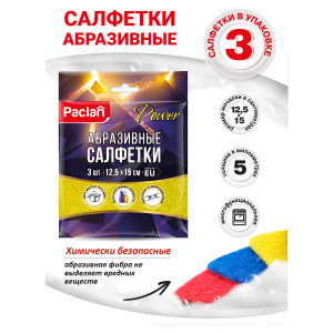 Губки для посуды Paclan /Practi/, игольчатый абразив, 3шт